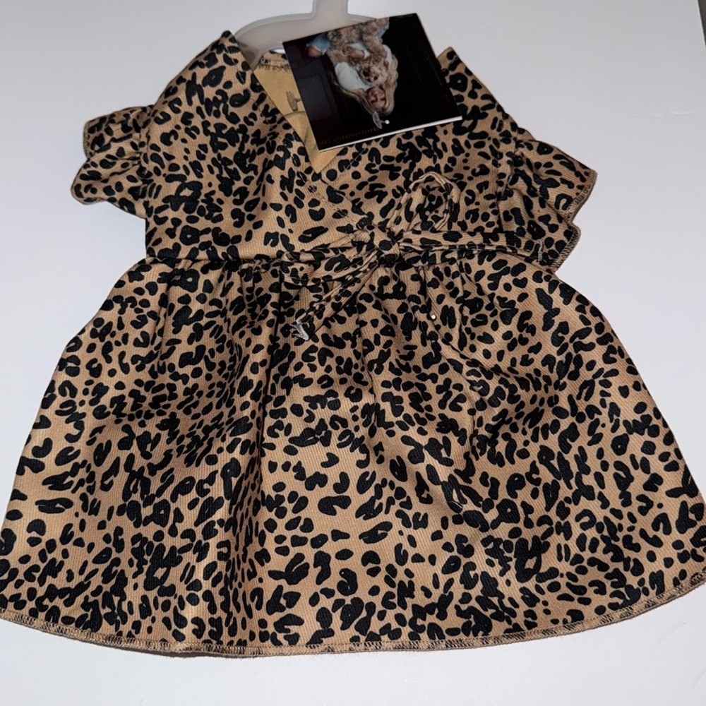 NWT Jessica Simpson Dog Halloween Dress Costume Cheetah Ruffle Sleeves Size S